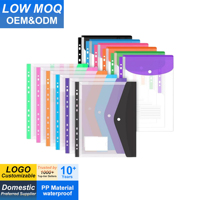 Pochette transparente extensible pour classeur à 11 trous avec bouton-pression et étiquette pour classeurs à 2, 3 ou 4 anneaux, idéale pour l'école, la maison et le bureau