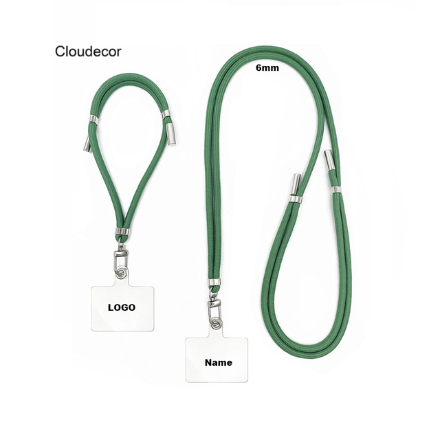 Custom LOGO Universal Nylon Crossbody Necklace Patch Strap Tab Mobile Phone Case Lanyard for Iphone Accessory Cord