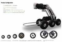 Desenrollado y Recogida Automática de Cables 360 °   Robot de Inspección de Tuberías con Cámara CCTV, con Rotación y Elevación, Robot Rastreador para Inspección de Alcantarillado