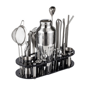 Set da Cocktail 17 Pezzi in Acciaio Inox con Supporto in Acrilico, Kit da Barman per Miscelare Bevande a Casa - Product Image 5