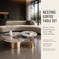 Table basse Tostone en quartzite naturel de luxe haut de gamme, couleur or Patagonia - Meuble de salon moderne, durable et écologique