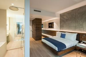 Camera da letto della mobilia dell'hotel dell'hotel del vecchio mulino 4 stelle del Senegal con la struttura moderna naturale di legno solido - Product Image 3