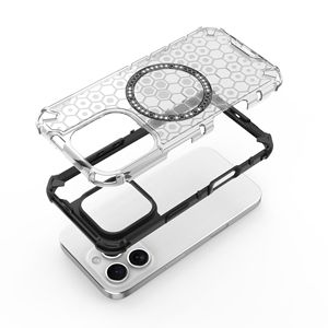 เคส TPU รังผึ้งโปร่งแสงกันกระแทก + PC สำหรับ iPhone 17 Air 16 PRO MAX 16 15 14 13 12 <span class=keywords><strong>11</strong></span>รองรับเคสชาร์จแบบไร้สาย - Product Image 5