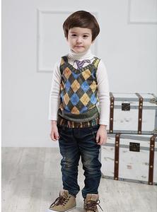 Vêtements pour enfants en gros, t-shirt à manches longues à imprimé 3D à carreaux pour garçons, provenant de Chine - Product Image 3