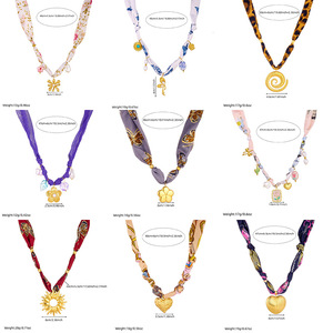 Fashionable Retro Printed Ribbon Chain Leopard Print Floral Drip Square Spiral Gold Plated Pendant Necklace Party Jewelry - Product Image 5