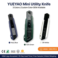 Couteau utilitaire mini OEM en gros, couteau de poche portable, coupe-boîte, porte-clés multifonctionnel à lame à changement rapide en acier à haute teneur en carbone