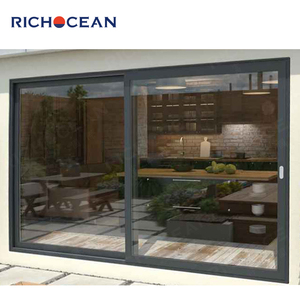 Porte Scorrevoli in Alluminio Nero Antiuragano RICHOCEAN, Porte Esterne Scorrevoli a Doppio Vetro Temperato per Casa - Product Image 4