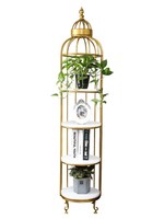 Étagère à fleurs mobile à quatre niveaux de style nordique et américain, pour salon, balcon, support de sol, étagère d'angle en forme de cage à oiseaux