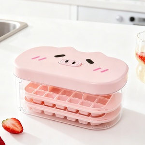 Molde para cubitos de hielo con soporte OEM, de plástico de grado alimenticio, utensilio doméstico de prensado, bandeja para hielo casero y caja de almacenamiento de hielo para refrigerador - Product Image 4