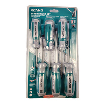 Tournevis cruciforme magnétique de haute qualité VCANO, manuel en PP, acier inoxydable, cruciforme, six pièces