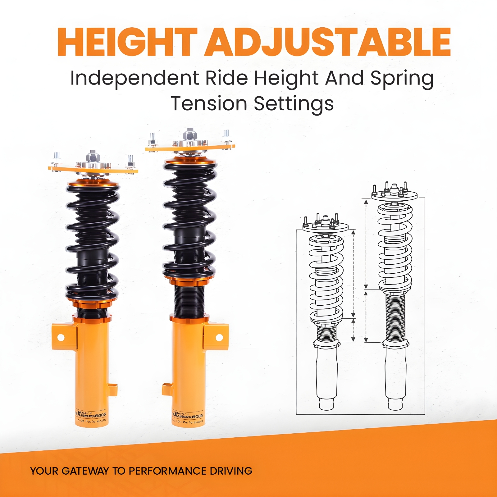 MaXpeedingrods Coilovers Suspension Kit For Hyundai Sonata 2.0L L4 2011-2014 – Height Adjustable