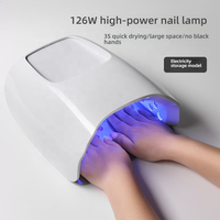 Lampe à ongles rechargeable blanche minimaliste 126W avec détection intelligente, séchoir UV LED, machine à polymériser le vernis gel et éclaircissant à la lumière rouge
