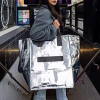 Sac de transport pliable noir brillant à roulettes, imperméable, grande capacité, avec poignée télescopique