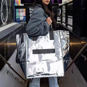 Borsa Trolley Pieghevole Portatile Nera Lucida Impermeabile Grande Capacità con Manico Telescopico - Product Image 6