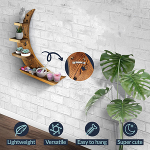 Tường Móc Với Kệ Treo Tường Mặt Trăng Hình Kệ Tường Trang Trí Nội Thất Treo Lưỡi Liềm Pha Lê Hiển Thị Bằng Gỗ Kệ Với Các Ngôi Sao - Product Image 3
