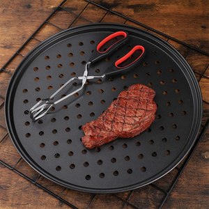 Plaque de cuisson perforée en acier au carbone antiadhésive pour pizza, plateau de four rond avec trous, support pour plats, outil de cuisson - Product Image 3