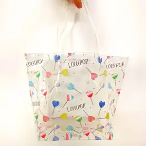 Popular women Transparent handle Clear Tote Bags Waterproof Shopping Bag pvc plastic bag