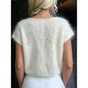 Pull en tricot sans manches à une épaule pour femme, couleur ivoire - Product Image 6