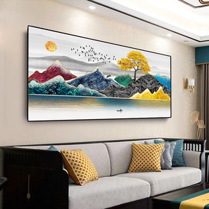 <span class=keywords><strong>Cuadros</strong></span> Decorativos para Pared, Impresiones de Arte Nórdico Abstracto, Árbol Dorado, Pájaros, Montaña, Lienzo, Pintura, Cuadro para Sala de Estar, Decoración del Hogar - Product Image 2