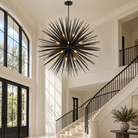 Lustre radial en métal surdimensionné de 60 pouces, grand luminaire suspendu Sputnik pour hall d'hôtel, grand foyer et escalier