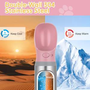 Bouteille d'eau pour chien en acier inoxydable massif et ABS, anti-fuite, distributeur pour chiot, idéale pour les promenades en extérieur, la randonnée et les activités des animaux de compagnie - Product Image 6
