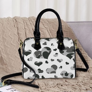 <strong>Hot</strong> Selling Custom Made <strong>pink</strong> Camouflage Heart-print PU Leather Shoulder Strap Crossbody <strong>Bag</strong> for Daily Women's Boston Handbag - Product Image 1