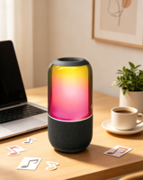 Haut-parleur audio sans fil portable mini étanche avec lumière ambiante RGB 5W, logo personnalisé OEM, pour cadeau promotionnel