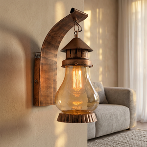 Lámpara de Pared Industrial de Latón con Pantalla de Vidrio, Acabado en Cobre Hecho a Mano, Luminaria Interior - Product Image 2