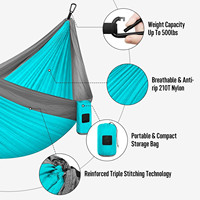 Hamac de camping, hamac portable double et simple avec sangles d'arbre, hamacs parachutes légers en nylon