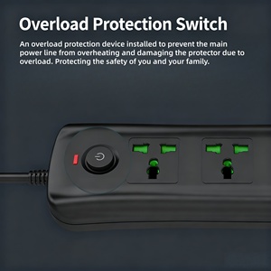 US UK EU cắm tiêu chuẩn quá tải bảo vệ ổ cắm điện 2m dây mở rộng <span class=keywords><strong>4</strong></span> cách <span class=keywords><strong>4</strong></span> cửa hàng 3 cổng USB Power Strip - Product Image 4