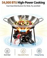 Station de cuisson au gaz propane en fonte certifiée CSA de 54 000 BTU avec wok en fer portable pour la cuisson à frire en extérieur