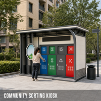 Station de tri des déchets intelligente à LED avec panneau d'information publique et affichage numérique pour les messages municipaux