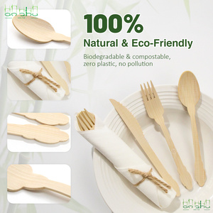 Juego de <span class=keywords><strong>Cubiertos</strong></span> Desechables de Bambú y Servilletas Pre-enrolladas, Tenedores, Cuchillos, Cucharas, Servilletas Biodegradables Envueltas para Fiestas y Bodas - Product Image 2