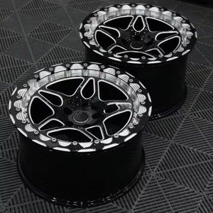 Jante en alliage tout-terrain simulée Beadlock, face usinée noire, 5 branches forgées, pour <span class=keywords><strong>4x4</strong></span>, SUV, <span class=keywords><strong>Jeep</strong></span>, Ford F150, Land Cruiser, Tank 300 - Product Image 2