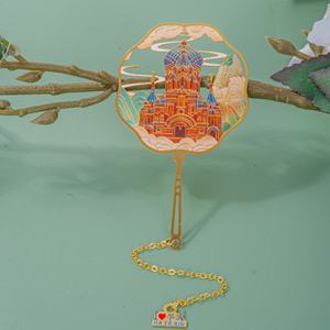 Marcapáginas Personalizado de Metal con Diseño de Lugares Turísticos Famosos de China, Marcapáginas Dorado con Diseño Hueco para Regalos - Product Image 3