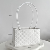 Tas Hadiah Buket Bunga Macaron, Tas Bunga Kertas Persegi Panjang, Tas Tangan 9 Warna untuk Pesta Pernikahan Ulang Tahun, 22x11x14cm