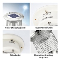Lampe anti-moustiques LED solaire à choc électrique, piège à mouches, étanche IP65, exterminateur d'insectes d'extérieur avec garantie de 5 ans
