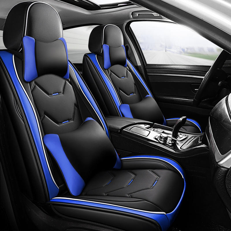 HOT Interior Blue Car Seat Covers Luxury Leather Car Seat Covers