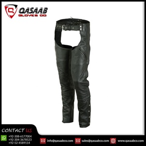 Montar a caballo Carreras Deportes al aire libre Desgaste Cuero genuino Transpirable Color negro Cremalleras Hombres Motocicleta Chaps - Product Image 3