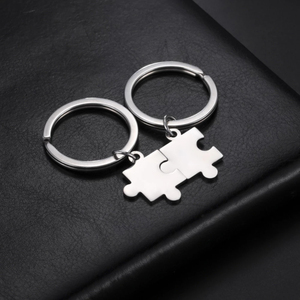 <span class=keywords><strong>Porte</strong></span>-clés personnalisés en acier inoxydable gravés en DIY, <span class=keywords><strong>puzzle</strong></span> de dessin animé pour couple, 25 mm, léger, imperméable, Saint-Valentin - Product Image 2