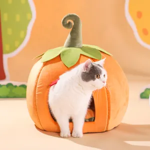 Cama para gato en forma de calabaza, cueva, casa para gato con cojín extraíble - Product Image 2