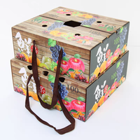 Boîte en carton écologique jetable pliable carrée pour fruits frais, impression couleur du logo, carton ondulé rigide portable