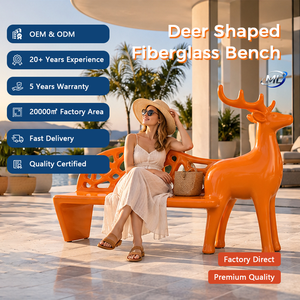 Banc en fibre de verre en forme de cerf orange, siège sculptural pour patio extérieur, couleur personnalisée, OEM ODM - Product Image 2