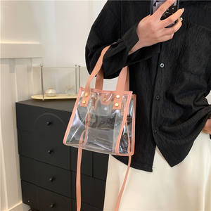 Bolso de Playa Transparente de Gran Capacidad para Mujer, Moderno, Portátil, de PVC, Tipo Jelly, para Primavera/Verano, con Correa para el <span class=keywords><strong>Hombro</strong></span>, para Cosméticos y Ocio - Product Image 5