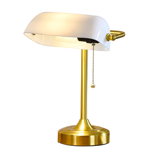 Vintage USB Typ-C Lades ch reibt isch Bankers Lampe mit flexiblem Arm E26 Glühbirne enthalten Kristall Acryl Weiß Home Office Tisch lampe - Product Image 1