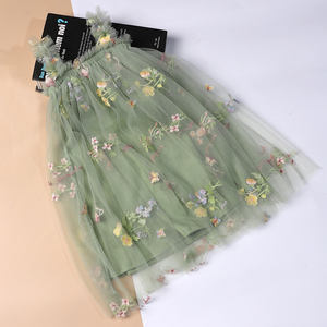 Vestito Tutu per bambine senza maniche abito in Tulle ricamato floreale verde vestito da principessa bambina - Product Image 2