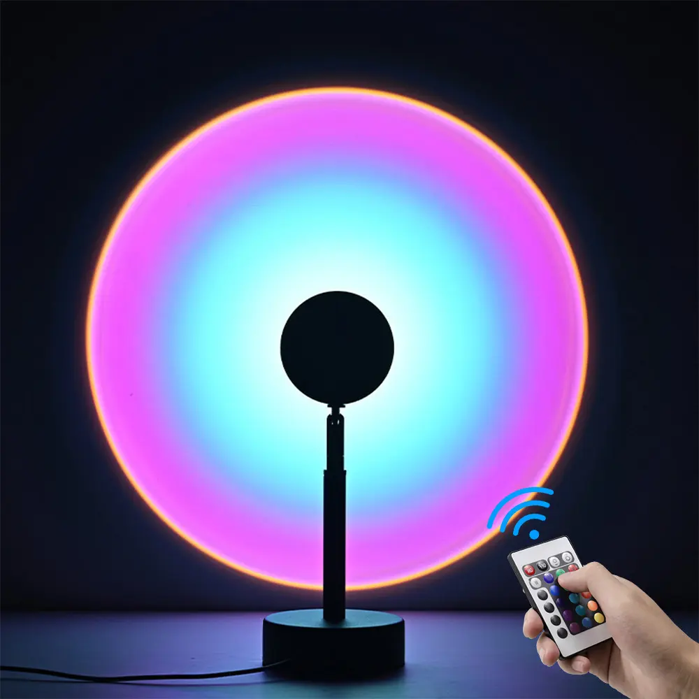 Rainbow Sunset Sunrise Floor Lamp Background Decoration Night Light Projector LED Standing Decorative Halo Lamp For Living Room