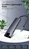 Expédition rapide, Hub USB C 7 en 1 avec RJ45 LAN Gigabit Ethernet, 4K HDMI, SD TF pour ordinateurs portables professionnels, périphériques informatiques, station d'accueil