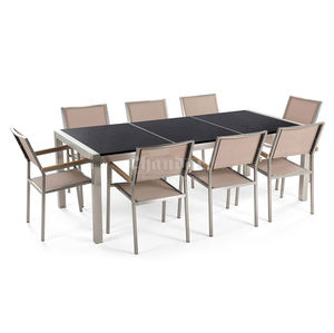 स्टेनलेस स्टील आउटडोर पैटियो गार्डन डाइनिंग टेबल और कुर्सी फर्नीचर सेट - Product Image 2