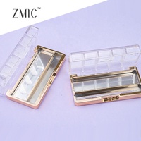 Palette de maquillage transparente vide à 10 compartiments, rectangulaire, pour fards à paupières, blush et contour, avec miroir et pinceau, et étui en plastique pour poudre à sourcils